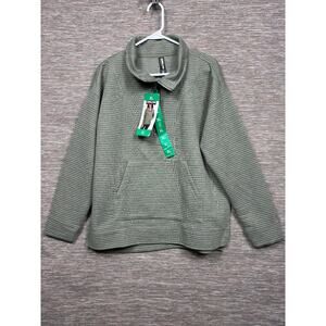 Kirkland Signature Half Zip Sweatshirt Womens Size XL Green Long Sleeve NEW